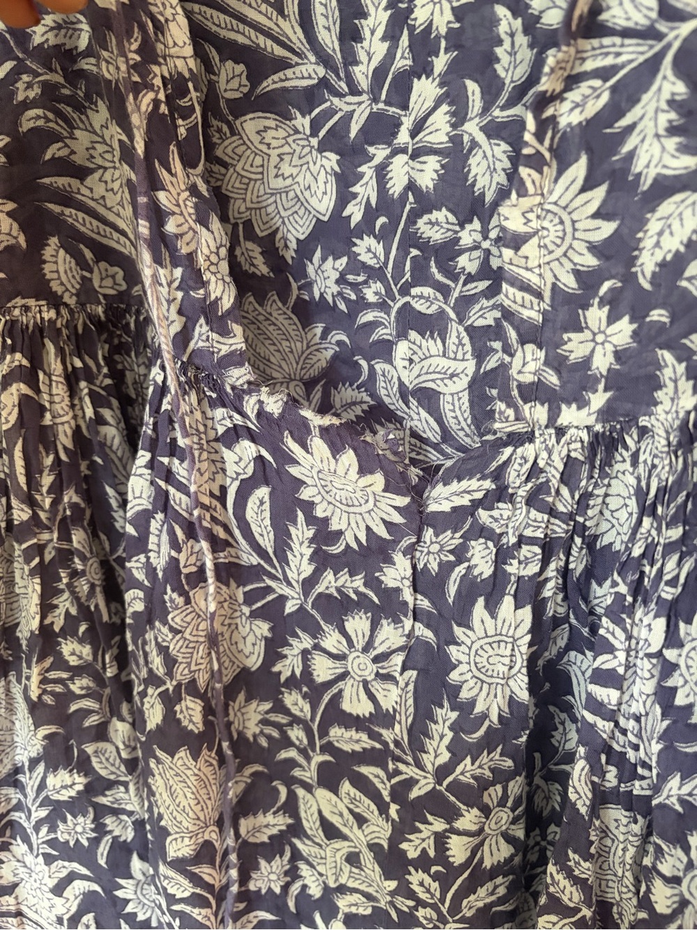 Daughters of India Blue and White Floral Casual Dress -*flaw* - Picture 3 of 4